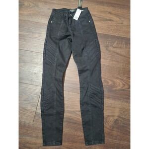 bebe Jeans Women's 25 Heartbreaker Skinny Black Distressed Denim New